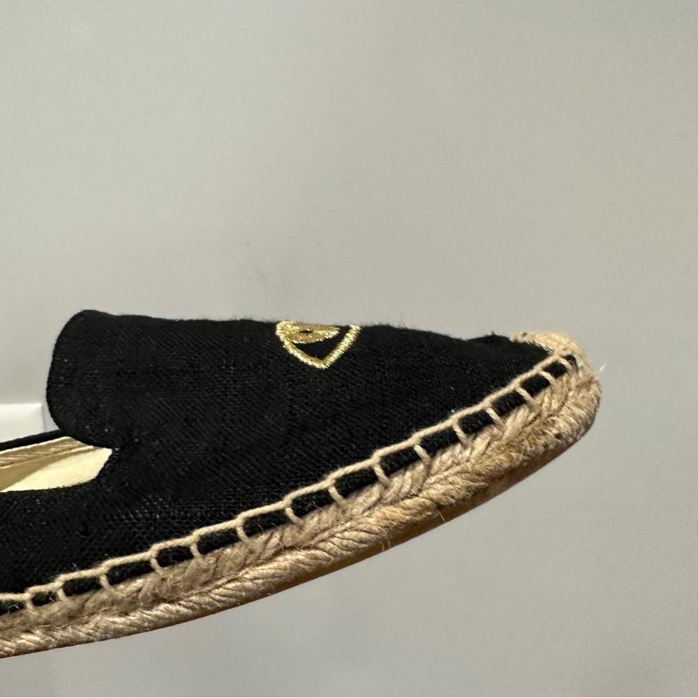 Soludos Jason Polan Gold Embroidered Wink Espadrille Black Size 8 - Picture 9 of 14